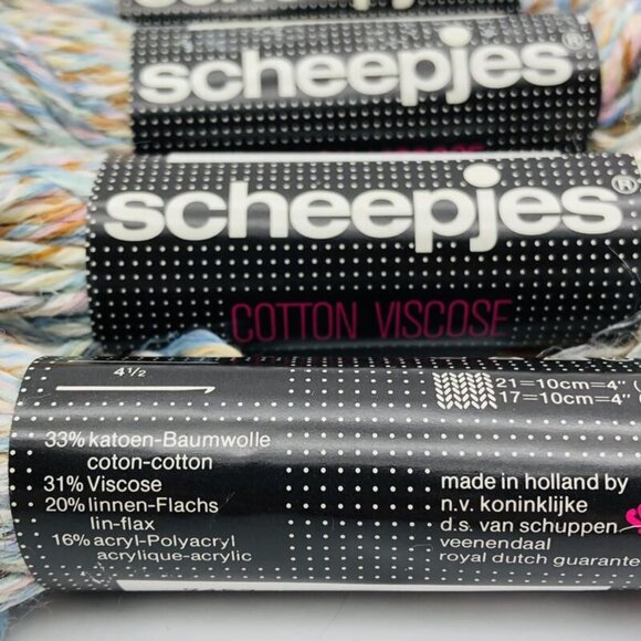 Scheepjes Yarn Lot of 4 Pastel Variegated Cotton Viscose Made in Holland New - Picture 3 of 5